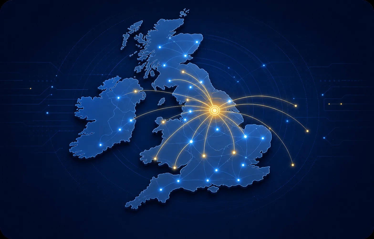 Custom UK coverage image showing DCS support across Yorkshire, the North and the wider UK
