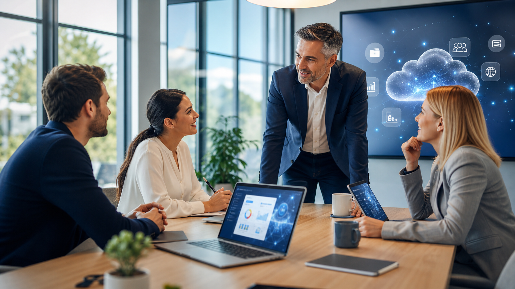 Microsoft 365 and cloud business software workspace
